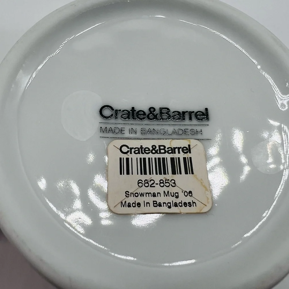 CRATE & BARREL SET OF 2 VINTAGE 2006 SNOWMAN MUGS WITH TAGS